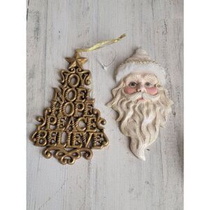 Santa Claus face beard Noel hope Peace Tree set star ornament Xmas